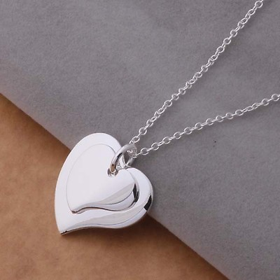 #ad Cute charms Silver Fashion heart Wedding charms pendant 925 necklace jewelry $1.68