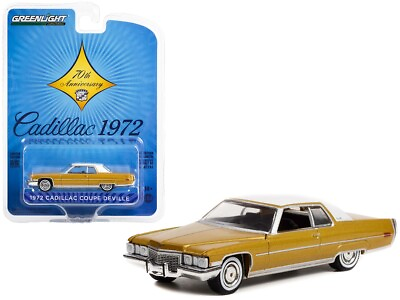1 64 Greenlight 1972 Cadillac Coupe DeVille 70th Anniversary Gold 28100 A $7.55