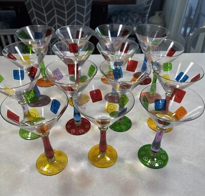 #ad 14 Vintage Colorful Martini Glasses Colored 4 Colors Party Dessert Hors D’oeuvre $62.99