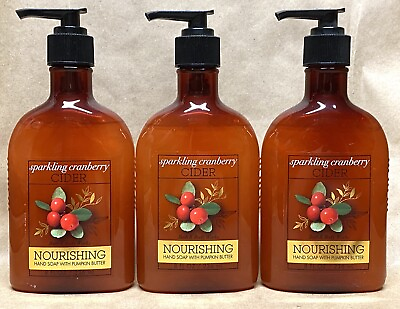 #ad NEW 3 BATH amp; BODY WORKS SPARKLING CRANBERRY CIDER NOURISHING HAND SOAP 8 FL OZ $21.95