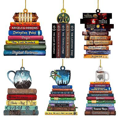 #ad Acrylic Book Lovers Book Shaped Bookshelf Pendant Ornament Christmas Tree Decor $8.09