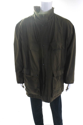 #ad Polo Ralph Lauren Mens Cotton Snap Button Zipped Long Sleeve Jacket Green Size L $85.39