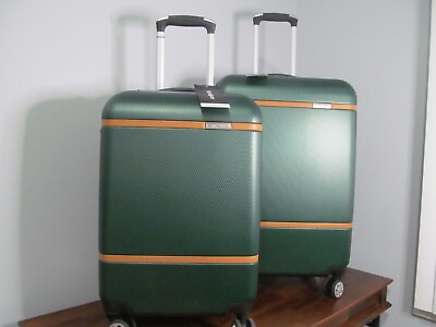 #ad Samsonite Luggage Set Green with British Saddle Accents Carry On amp; Check In NWT $339.00