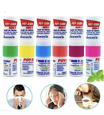 #ad 6 pc POY SIAN MARK II THAI NATURAL HERB INHALER REDUCE DIZZINESS NASAL FROM COLD $10.99