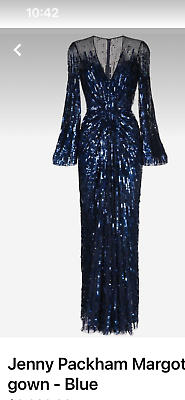#ad jenny packham gown navy blue evening dress $2000.00