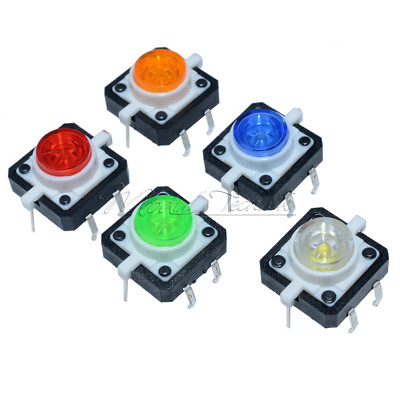 #ad 5PCS 12X12X7.3 Tactile Push Button Switch Momentary Tact LED 5 Color EUR 2.35