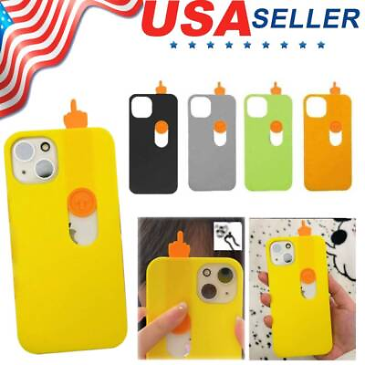 #ad 3D Printed Sliding Middle Finger Phone Case Toy Gesture Toy Model for iPhones 15 $16.99