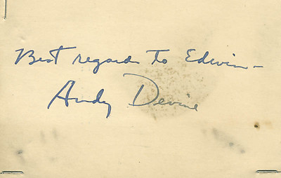 ANDY DEVINE AUTOGRAPH POST CARD SIGNED $160.00