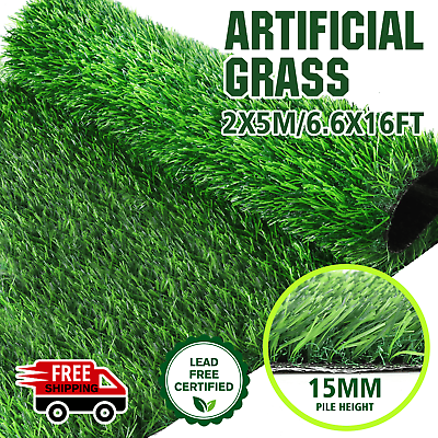 #ad 16x6.6 ft Artificial Grass Mat Synthetic Landscape Fake Lawn Pet Dog Turf Garden $78.98