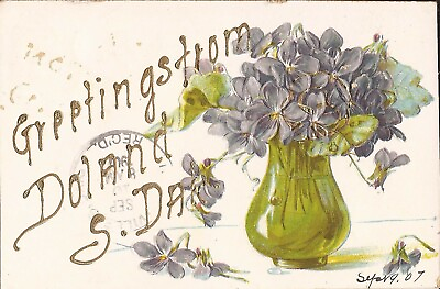#ad #ad Doland SOUTH DAKOTA 1907 EMBOSSED violets Handmade amp; Gilded $8.50