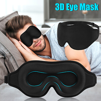 #ad 3D Travel Silk Eye Mask Sleeping Soft Padded Shade Cover Rest Relax Blindfold $9.48