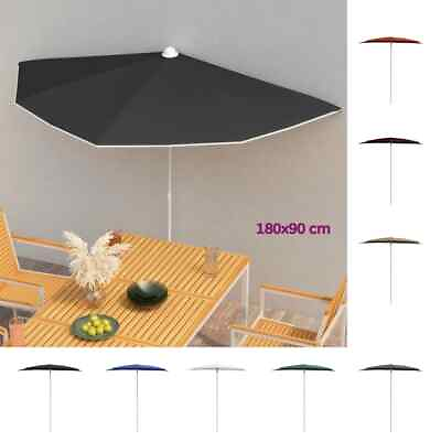Garden Half Parasol with Pole Outdoor Umbrella Sunshade Multi Colors vidaXL $62.99