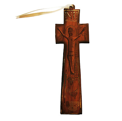 Penal cross Irish pilgrimage cross wood 15cm with ribbon Catholic $5.73