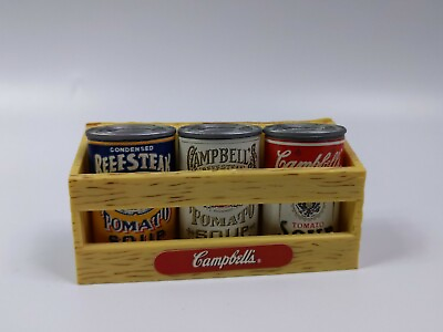 #ad Campbell#x27;s Soup 4 Piece Refrigerator Magnet Set 3 Cans amp; Crate Basket 1995 $15.00