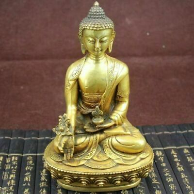 #ad Chinese Antique Large Tibet Tibetan brass Medicine Buddha Statue $98.60