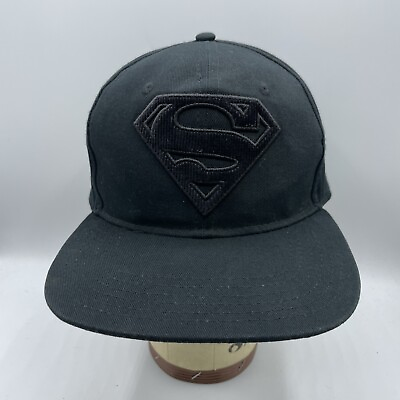Superman Hat Adult Snapback One Size All Black Baseball Cap Corduroy Logo DC $19.99