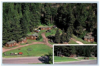 c1960 Aerial Pine Rest Cabins Exterior View Hill City South Dakota SD Postcard $19.47