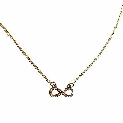 #ad American Exchange Infinity Necklace 21.5” Adjustable Goldtone Rhinestones $22.50