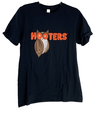 #ad Hooters Gas Lamp Owl Black Mens Restaurant T Shirt Sz:S SHORT SLEEVE $17.81