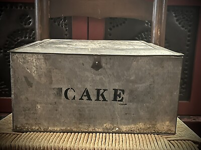 #ad Antique Tin Metal Pantry Box CAKE Grubby Primitive Kitchenware Cake Pie Safe $125.00