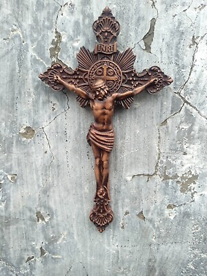 Wooden cross Crucifix Jesus Christ carved wooden cross wall cross wood $55.00