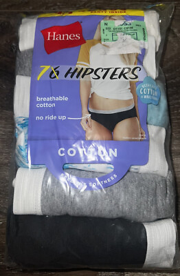 #ad Hanes 7 Pair Womens Hipster Underwear Panties Cotton Blend Tagless B L 7 $17.79