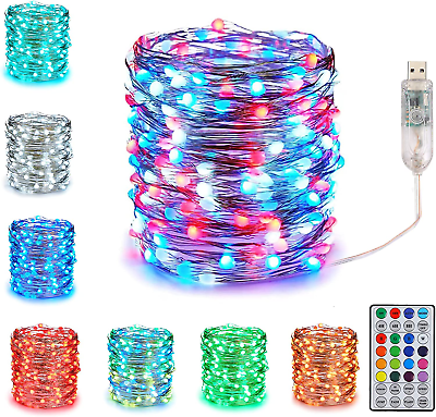 #ad 33 Ft 100 LED Color Changing String Light Waterproof with Remote for Home Decor $23.43