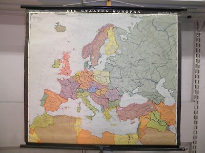 #ad Europe Countries Political 1981 Small Schulwandkarte Wall Map 40 7 8x37in $212.91