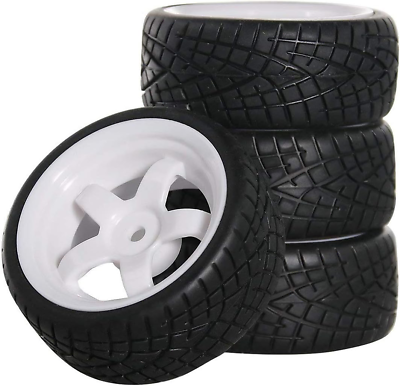 OD 2.55quot; 12Mm Hex White 5 Spoke Plastic Wheel Rims amp; Rubber Tires Compatible wit $21.24