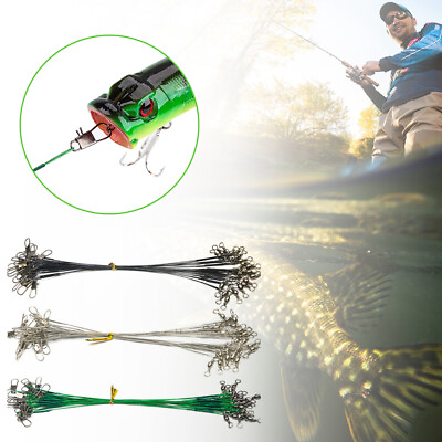 20pcs Stainless Steel Fishing Wire Leader Fishing Line with Swivel Snaps Connect $7.49
