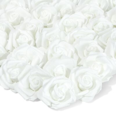 #ad 100 Pack White Artificial Flowers Bulk Stemless Fake Foam Roses 3 in $16.99