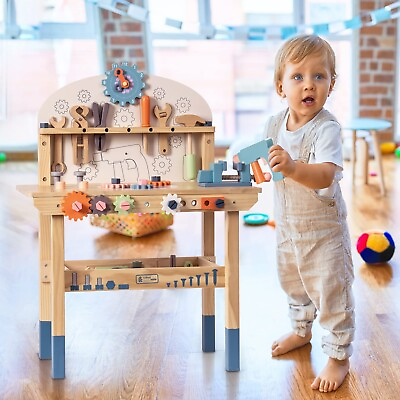 Tool Bench for Kids Toy Play Workbench Wooden Tool Bench Workshop Workbench $69.99