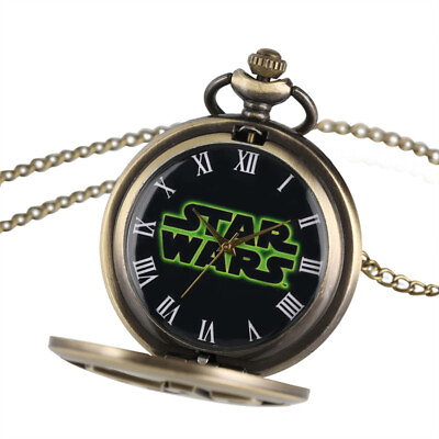 #ad Bronze Hollow Star Wars Quartz Pocket Watch Roman Numerals Dial Gift for Unisex $4.69