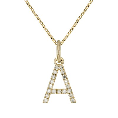 #ad 14k Yellow White or Rose Gold Diamond Initial Letter Charm Pendant Necklace 18quot; $221.99