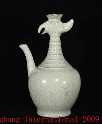 #ad Ancient White glaze Ru kiln porcelain Phoenix head Flagon Wine vessel Wineware $153.00