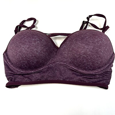 #ad PINK Victorias Secret Small Pushup Bralette Bra Purple Padded Strappy #2243 $17.97