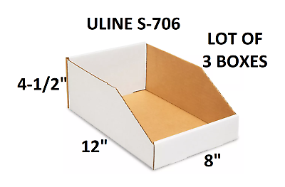 #ad 3 8quot; X 12quot; x 4 1 2quot; Corrugated Cardboard Open Top Storage Parts Bin Boxes HR $14.99