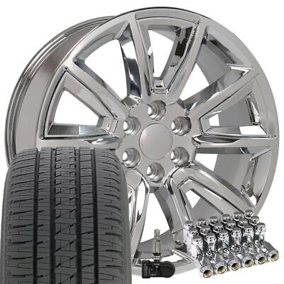 5696 Chrome 20quot; Wheels Alenza Tires TPMS Lug Fit Chevy amp; GMC SET $2388.00