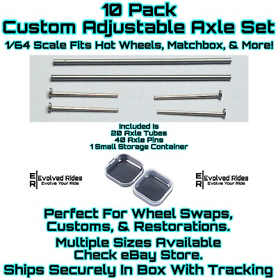 #ad Adjustable Axles 10 Sets 25mm Hot Wheels Matchbox 1 64 Scale Custom Real Rider $8.95