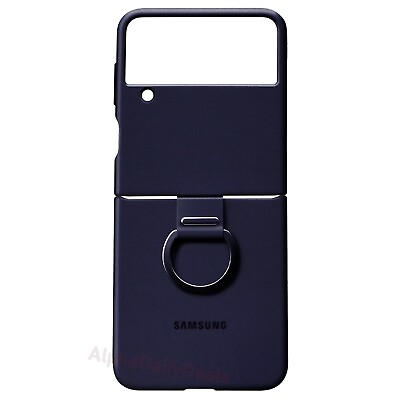 #ad Genuine Samsung Galaxy Z Flip4 Silicone Cover Case with Ring Navy Blue $11.95