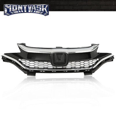 #ad Fit For 2018 2020 Honda Fit Black Front Upper Bumper Grille Grill w Chrome Trim $60.02