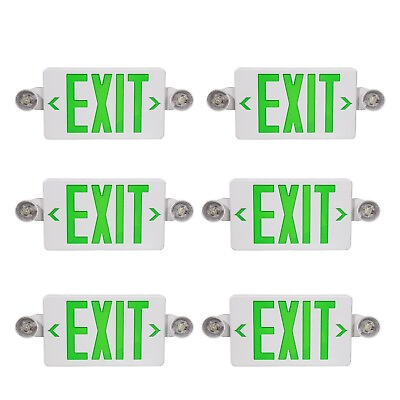 #ad 6Pack LED Exit Sign Emergency Light – Hi Output RED or GREEN Compact Combo UL $132.99