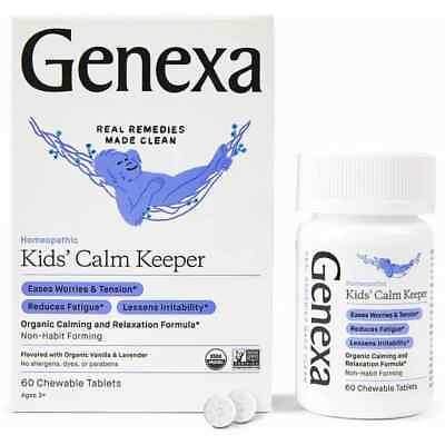 #ad 2 GENEXA organic homeopathic KIDS CALM KEEPER 60 Chewable Tablets Exp. 07 24 $9.95