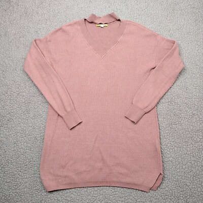 #ad Gianni Bini Sweater Womens Extra Small Pink Wool Alpaca Open Front Turtleneck $19.95