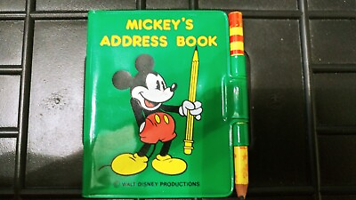 #ad Mickey#x27;s Mouse Address Book W Pencil Vintage Walt Disney Miniatures $9.99