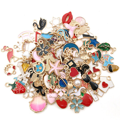 #ad 20 30 50Pcs Mixed Enamel Charms Pendants For Jewelry Making Bracelet Neacklace $2.89