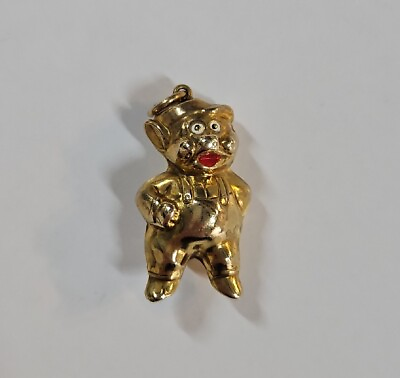 #ad 9ct Yellow Gold Pig Pendant Charm GBP 195.00