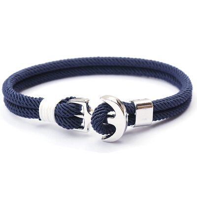 Unisex Milan Cord Nylon Rope Nautical Anchor Bracelet for Men and Women $8.88