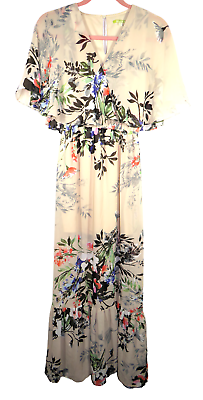 #ad Gianni Bini Women#x27;s Floral Flutter Shoulder Flowy Maxi Dress Size XS $39.99