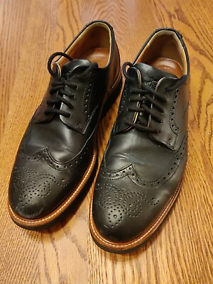 #ad Samuel Hubbard Tipping Point Oxford Shoes Mens Size 9 US Wing Tip Black Leather $19.99